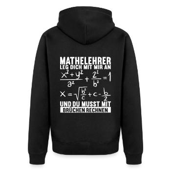 Mathe Mathelehrer - Unisex Premium Bio Zip Hoodie - Schwarz - Hinten - Nico (187cm)