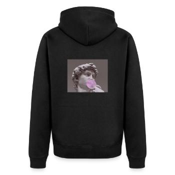 Michelangelo David statue with chewing gum for a - Unisex Premium Organic Zip Hoodie - black - Back - Nico (187cm)
