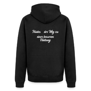 Pilates - Pilates - der Weg zu einer besseren - Unisex Premium Bio Zip Hoodie - Schwarz - Hinten - Nico (187cm)