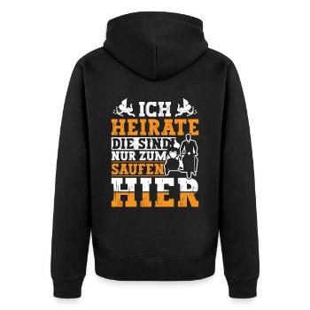 Ich Heirate Junggesellenabschied - Unisex Premium Bio Zip Hoodie - Schwarz - Hinten - Nico (187cm)