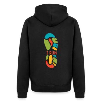Cross Country Running I Run Long Track Athletic - Unisex Premium Bio Zip Hoodie - Schwarz - Hinten - Nico (187cm)