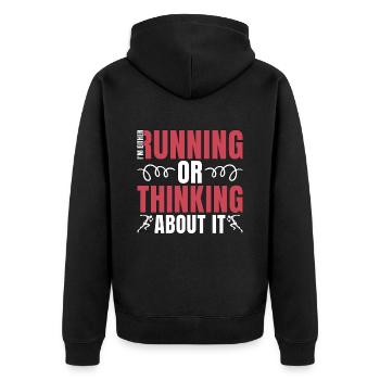 Cross Country Running I'm Either Running Or Race - Unisex Premium Bio Zip Hoodie - Schwarz - Hinten - Nico (187cm)