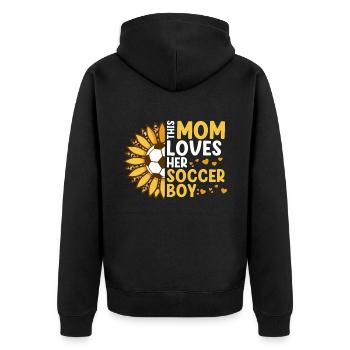 Mama Liebt - Unisex Premium Bio Zip Hoodie - Schwarz - Hinten - Nico (187cm)