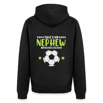 Joueur de soccer Tante Neveu Sports Entraîneur de soccer - Veste à capuche bio Premium Unisexe - noir - Dos - Nico (187cm)