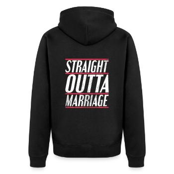 Scheidung Trennung Spruch - Unisex Premium Bio Zip Hoodie - Schwarz - Hinten - Nico (187cm)