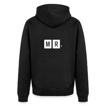 Mr Mrs Teamshirt - Unisex Premium Bio Zip Hoodie - Schwarz - Hinten - Nico (187cm)