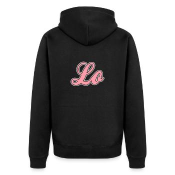Love Liebe Teamshirt - Unisex Premium Bio Zip Hoodie - Schwarz - Hinten - Nico (187cm)