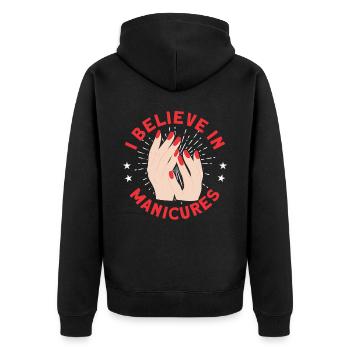 Nagellack Nageldesign Manicure Nagelstudio Nägel - Unisex Premium Bio Zip Hoodie - Schwarz - Hinten - Nico (187cm)