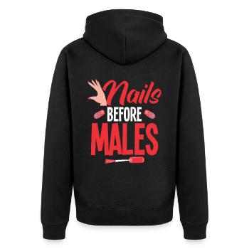 Nagellack Nageldesign Manicure Nagelstudio Nails - Unisex Premium Bio Zip Hoodie - Schwarz - Hinten - Nico (187cm)