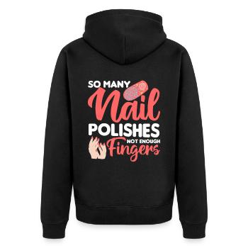 Nagellack Nageldesign Manicure Nagelstudio Nägel - Unisex Premium Bio Zip Hoodie - Schwarz - Hinten - Nico (187cm)