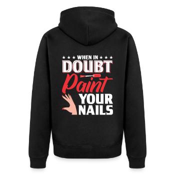 Nagellack Nageldesign Manicure Nagelstudio Nails - Unisex Premium Bio Zip Hoodie - Schwarz - Hinten - Nico (187cm)
