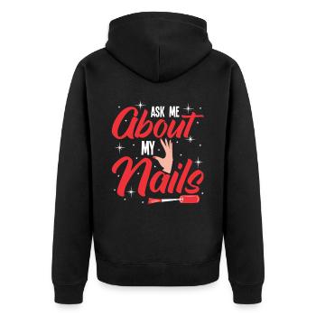Nagellack Nageldesign Manicure Nagelstudio Nägel - Unisex Premium Bio Zip Hoodie - Schwarz - Hinten - Nico (187cm)