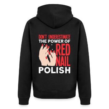 Nagellack Nageldesign Manicure Nagelstudio Nails - Unisex Premium Bio Zip Hoodie - Schwarz - Hinten - Nico (187cm)