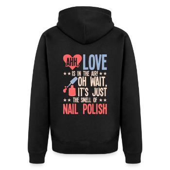 Nagellack Nageldesign Manicure Nagelstudio Nails - Unisex Premium Bio Zip Hoodie - Schwarz - Hinten - Nico (187cm)