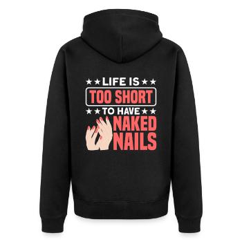 Nagellack Nageldesign Manicure Nagelstudio Nails - Unisex Premium Bio Zip Hoodie - Schwarz - Hinten - Nico (187cm)