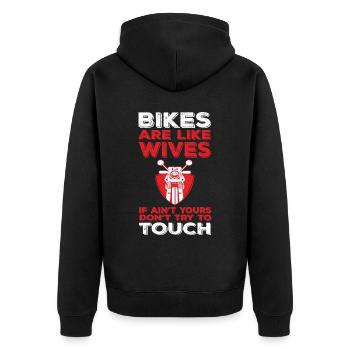 Motorcycle Motorcycling Biker Gear - Unisex Premium Organic Zip Hoodie - black - Back - Nico (187cm)