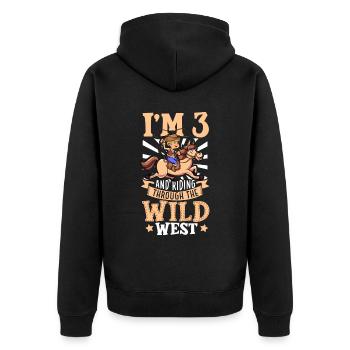 Ich bin 3 - Jungen Cowboy - Unisex Premium Bio Zip Hoodie - Schwarz - Hinten - Nico (187cm)