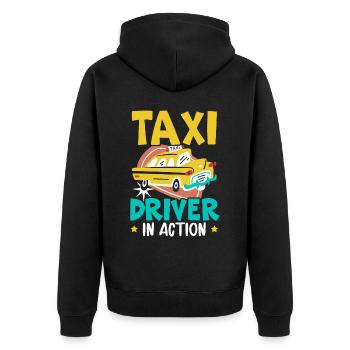 Taxi Driver In Action Taxicab Cab Driver Cabbie - Unisex Premium Organic Zip Hoodie - black - Back - Nico (187cm)