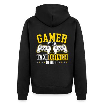 Gamer By Day Taxi Driver By Night Cab Driver - Unisex Premium Organic Zip Hoodie - black - Back - Nico (187cm)