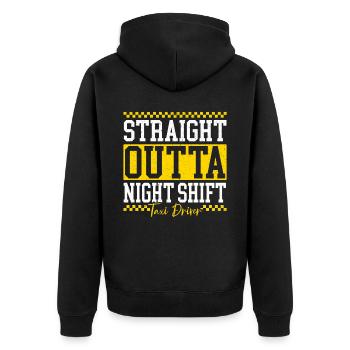 Straight Outta Night Shift Taxi Driver Cab Driver - Unisex Premium Organic Zip Hoodie - black - Back - Nico (187cm)