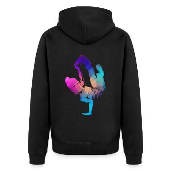 Breakdance B-Boy Breaker Breakdancer B-Girl HipHop - Unisex Premium Bio Zip Hoodie - Schwarz - Hinten - Nico (187cm)