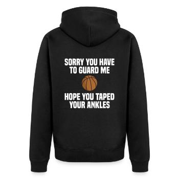 Basketball Tall Player Sports - Unisex Premium Bio Zip Hoodie - Schwarz - Hinten - Nico (187cm)