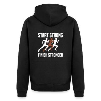 Laufen Läufer Marathon - Unisex Premium Bio Zip Hoodie - Schwarz - Hinten - Nico (187cm)