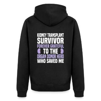 Kidney transplant Organ donor - Unisex Premium Organic Zip Hoodie - black - Back - Nico (187cm)