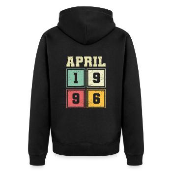 27th birthday April Vintage 1996 Vintage - Unisex Premium Organic Zip Hoodie - black - Back - Nico (187cm)