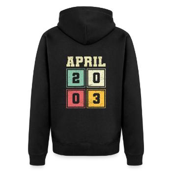 20ème anniversaire Avril Millésime 2003 Millésime - Veste à capuche bio Premium Unisexe - noir - Dos - Nico (187cm)