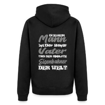 Eisenbahner - Unisex Premium Bio Zip Hoodie - Schwarz - Hinten - Nico (187cm)