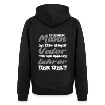 Lehrer - Unisex Premium Bio Zip Hoodie - Schwarz - Hinten - Nico (187cm)