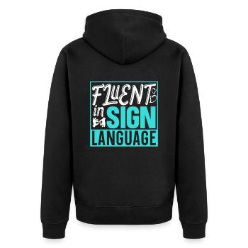 Maîtrise de la langue des signes Signes de sensibilisation - Veste à capuche bio Premium Unisexe - noir - Dos - Nico (187cm)