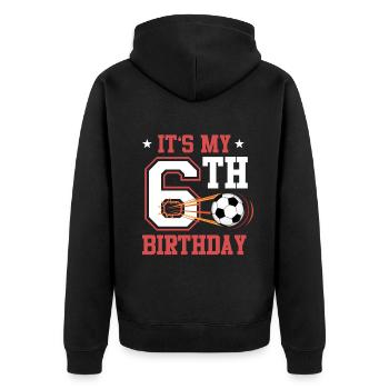 Fußballspieler 6. Geburtstag Fußball Sporttrainer - Unisex Premium Bio Zip Hoodie - Schwarz - Hinten - Nico (187cm)