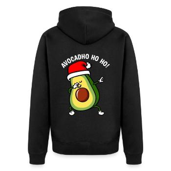 Avocadho Santa Guacamole Avocado Liebhaber - Unisex Premium Bio Zip Hoodie - Schwarz - Hinten - Nico (187cm)