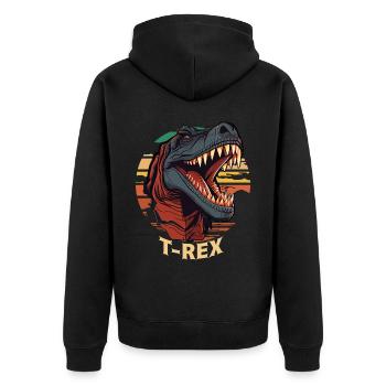 Retro Sunset T-Rex Tyrannosaurus Head Cool Dinosau - Unisex Premium Organic Zip Hoodie - black - Back - Nico (187cm)