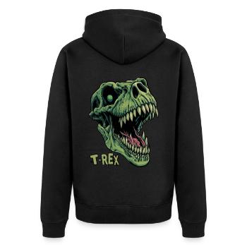 Green T-Rex Head Roaring Dinosaur - Unisex Premium Bio Zip Hoodie - Schwarz - Hinten - Nico (187cm)
