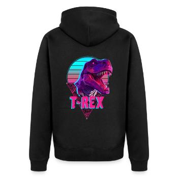 Vaporwave T-Rex Tyrannosaurus Dino Synthwave Aesth - Unisex Premium Bio Zip Hoodie - Schwarz - Hinten - Nico (187cm)