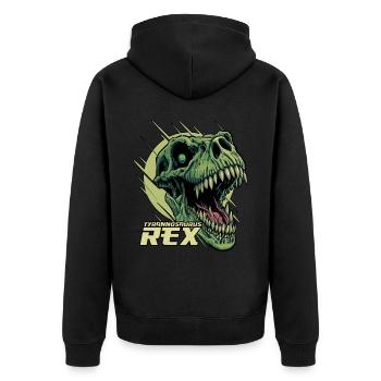 T-Rex Dinosaur Tyrannosaurus Rex Roaring Dino Head - Unisex Premium Organic Zip Hoodie - black - Back - Nico (187cm)