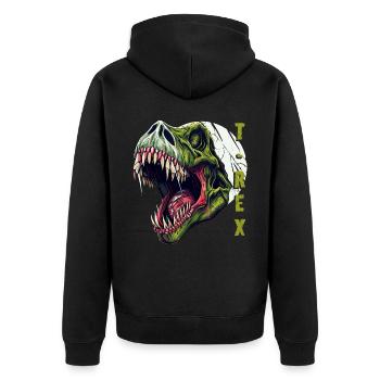Tyrannosaurus Rex Zombie Dinosaur Head - Unisex Premium Organic Zip Hoodie - black - Back - Nico (187cm)