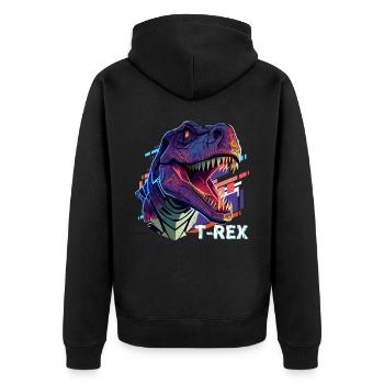 Colorful Roaring Tyrannosaurus Rex T-Rex Head Dino - Unisex Premium Organic Zip Hoodie - black - Back - Nico (187cm)