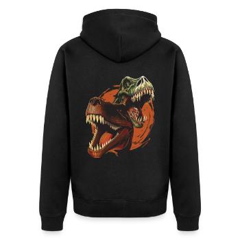 Vintage Tyrannosaurus Rex Dinosaur Head Skeleton - Unisex Premium Bio Zip Hoodie - Schwarz - Hinten - Nico (187cm)