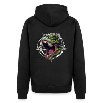 Zombie T-Rex Dinosaur Tyrannosaurus Head Gothic - Unisex Premium Organic Zip Hoodie - black - Back - Nico (187cm)