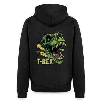 T-Rex Dinosaur Tyrannosaurus Rex Roaring Dino Head - Unisex Premium Organic Zip Hoodie - black - Back - Nico (187cm)