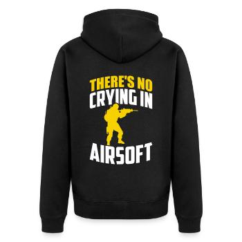 Lustiger Airsoft Spruch Männer Softair Ausrüstung - Unisex Premium Bio Zip Hoodie - Schwarz - Hinten - Nico (187cm)