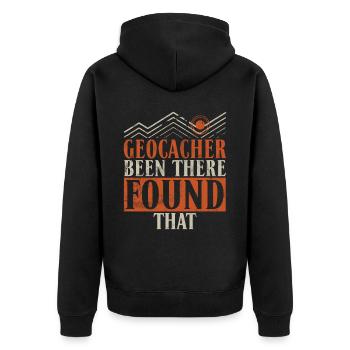 Lustiger Geocaching GPS Spruch Geocacher - Unisex Premium Bio Zip Hoodie - Schwarz - Hinten - Nico (187cm)