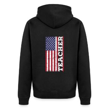 Professeurs patriotiques américains - Veste à capuche bio Premium Unisexe - noir - Dos - Nico (187cm)