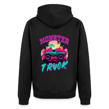 Monster Truck für Männer und Jungen - Unisex Premium Bio Zip Hoodie - Schwarz - Hinten - Nico (187cm)