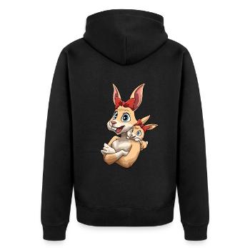 Hase Häsin mit Hasen Kind für Mutti - Unisex Premium Bio Zip Hoodie - Schwarz - Hinten - Nico (187cm)