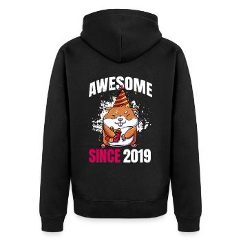 Génial depuis 2019 - 4ème anniversaire de hamster - Veste à capuche bio Premium Unisexe - noir - Dos - Nico (187cm)